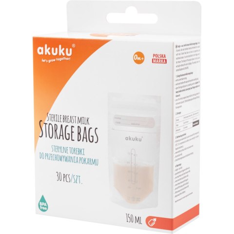 AKUKU A0011 Sterylne woreczki do przechowywania pokarmu 150 ml AKUKU A0011 Sterylne woreczki do przechowywania pokarmu 150 ml