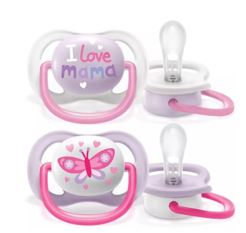 AVENT SCF080/02 Smoczek Ultra Air Happy 0-6M dziewczynka I love mama/motyl