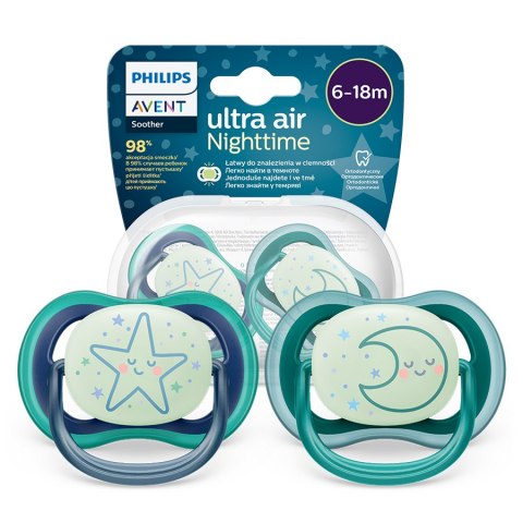 AVENT SCF376/13 Smoczek Ultra Nighttime 6-18 gwiazda/księżyc boy AVENT SCF376/13 Smoczek Ultra Nighttime 6-18 gwiazda/księżyc boy