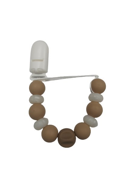 BABY 01433 Zawieszka do smoczka silikonowa BEIGE/PEARL BABY 01433 Zawieszka do smoczka silikonowa BEIGE/PEARL