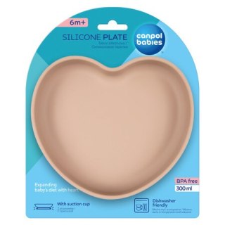 CANPOL 80/309 Silikonowy talerz z przyssawką SERCE beżowy