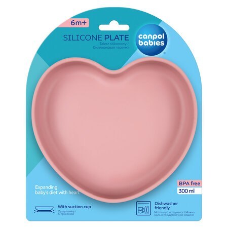 CANPOL 80/309 Silikonowy talerz z przyssawką SERCE pink CANPOL 80/309 Silikonowy talerz z przyssawką SERCE pink