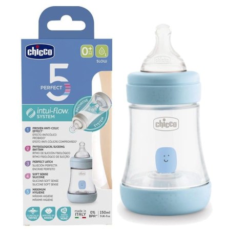 CHICCO 00020211200040 Butelka PERFECT5 150 ml 4m+ boy* CHICCO 00020211200040 Butelka PERFECT5 150 ml 4m+ boy*