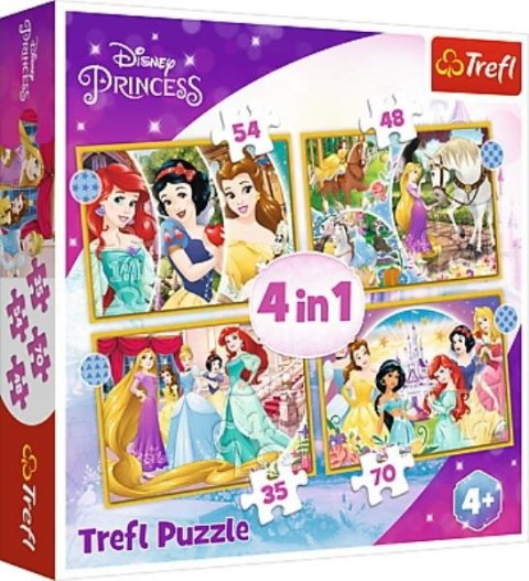 TREFL 34385 Puzzle 4w1 Szczęśliwy dzień księżniczek TREFL 34385 Puzzle 4w1 Szczęśliwy dzień księżniczek